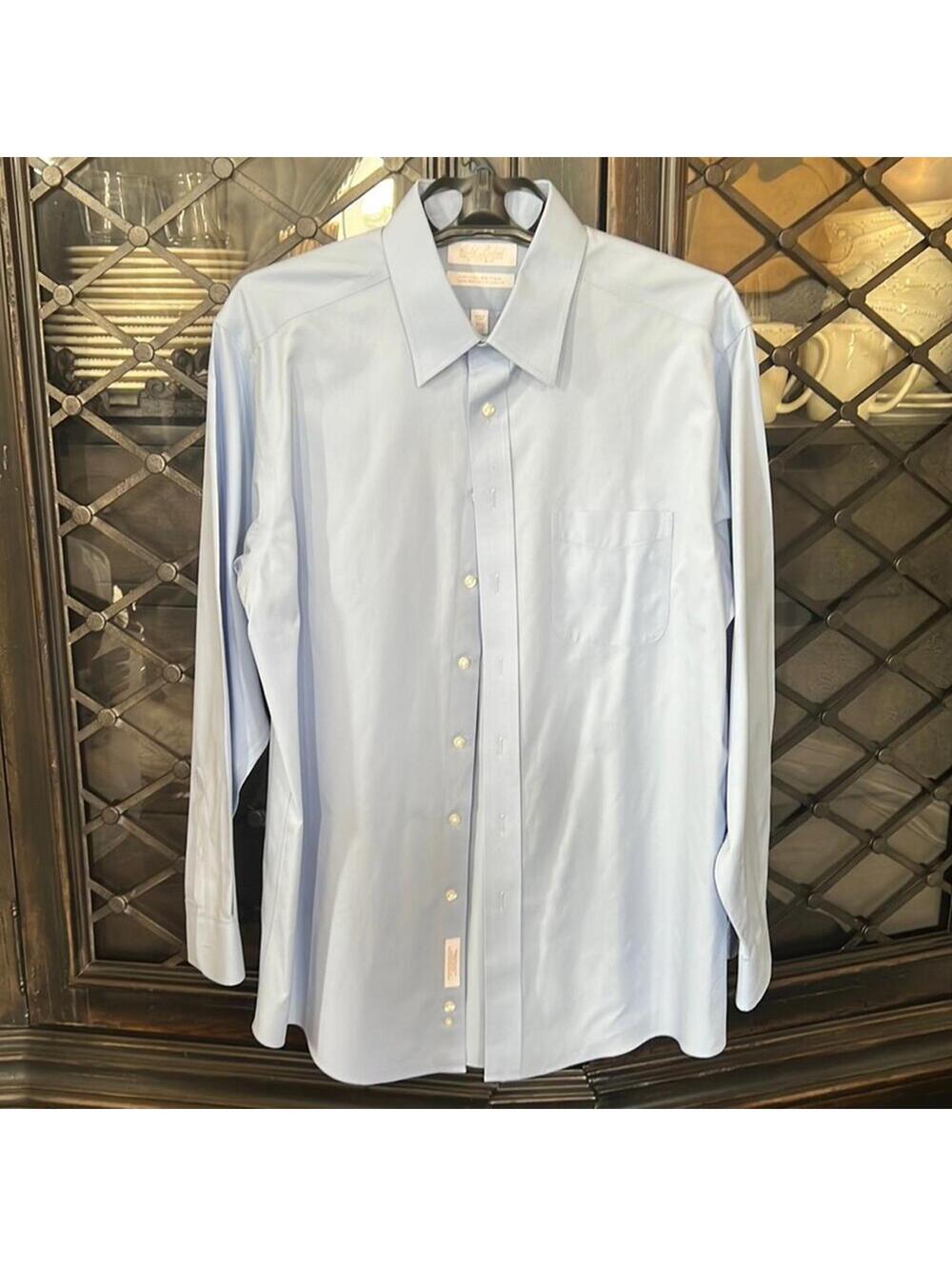 Roundtree & Yorke | Men's Blue Long Sleeve Dress Shirt | Size 16.5" | 0495